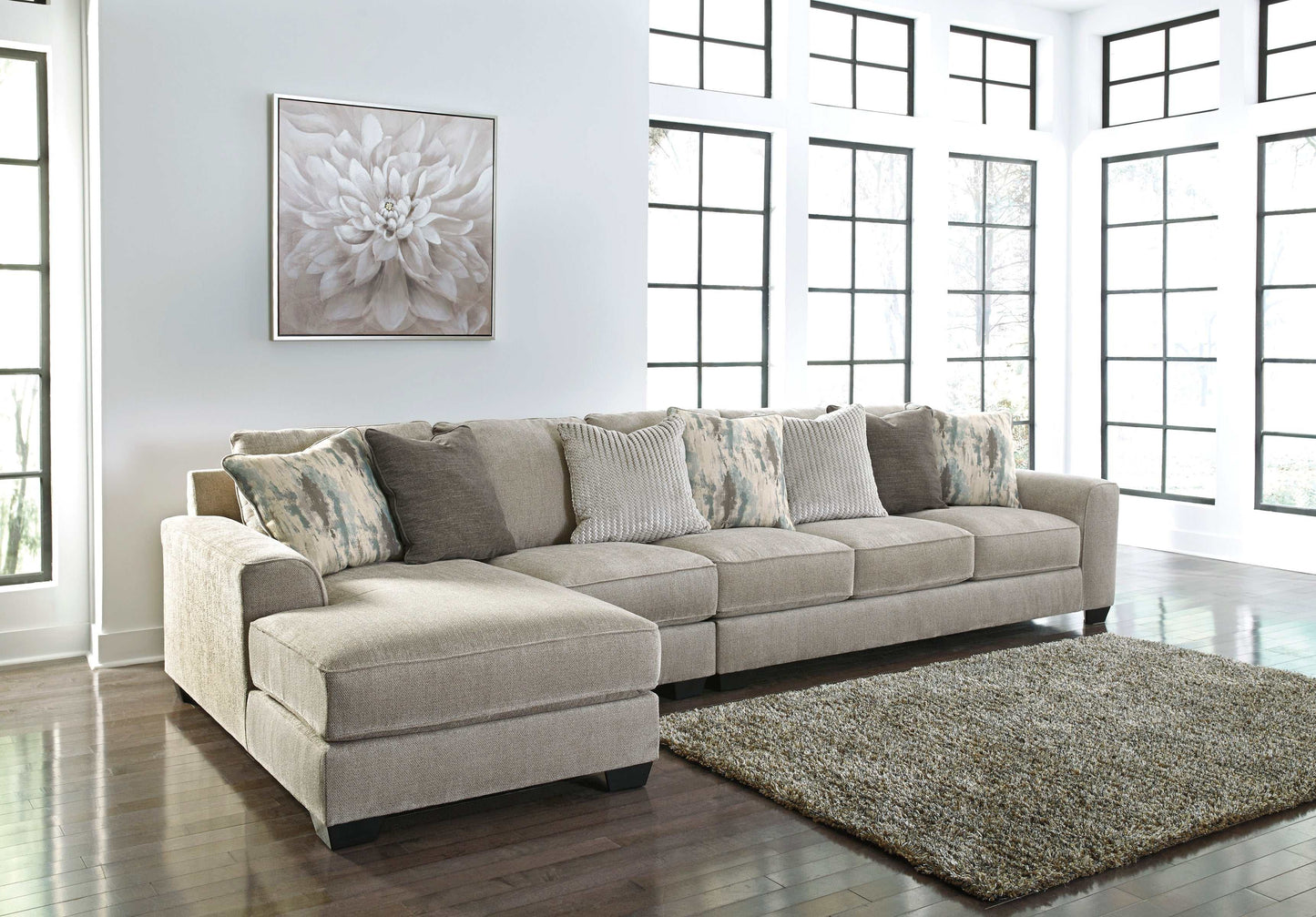 Ardsley Pewter 3pc LAF Chaise Sectional