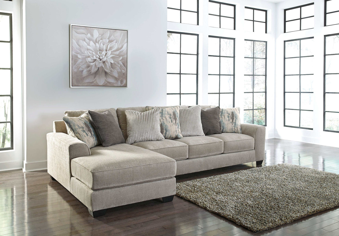 Ardsley Pewter 2pc LAF Sectional w/ RAF Sofa