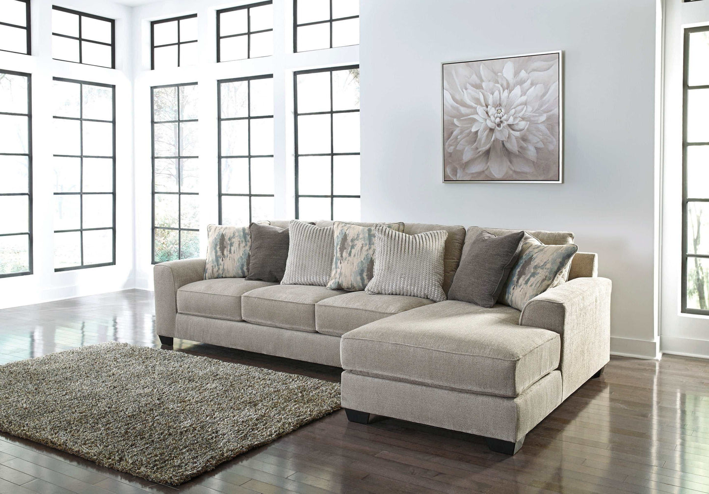 Ardsley Pewter 2pc RAF Chaise Sectional w/ LAF Sofa