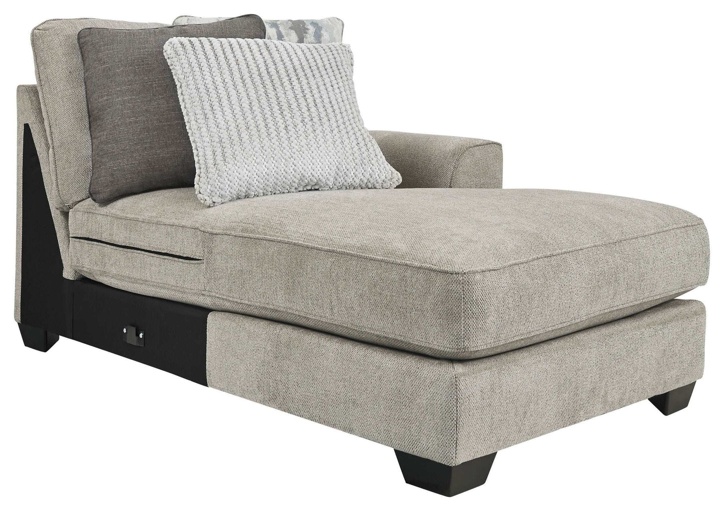 Ardsley Pewter 3pc RAF Chaise Sectional