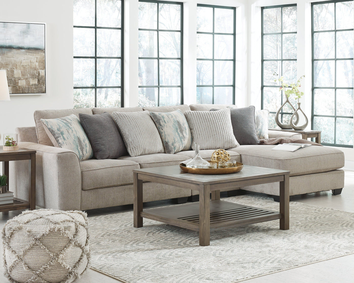 Ardsley Pewter 3-Piece Sectional with Chaise