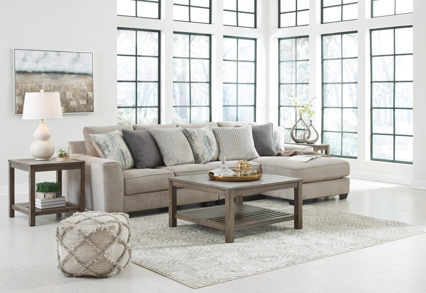 Ardsley Pewter 3-Piece Sectional with Chaise