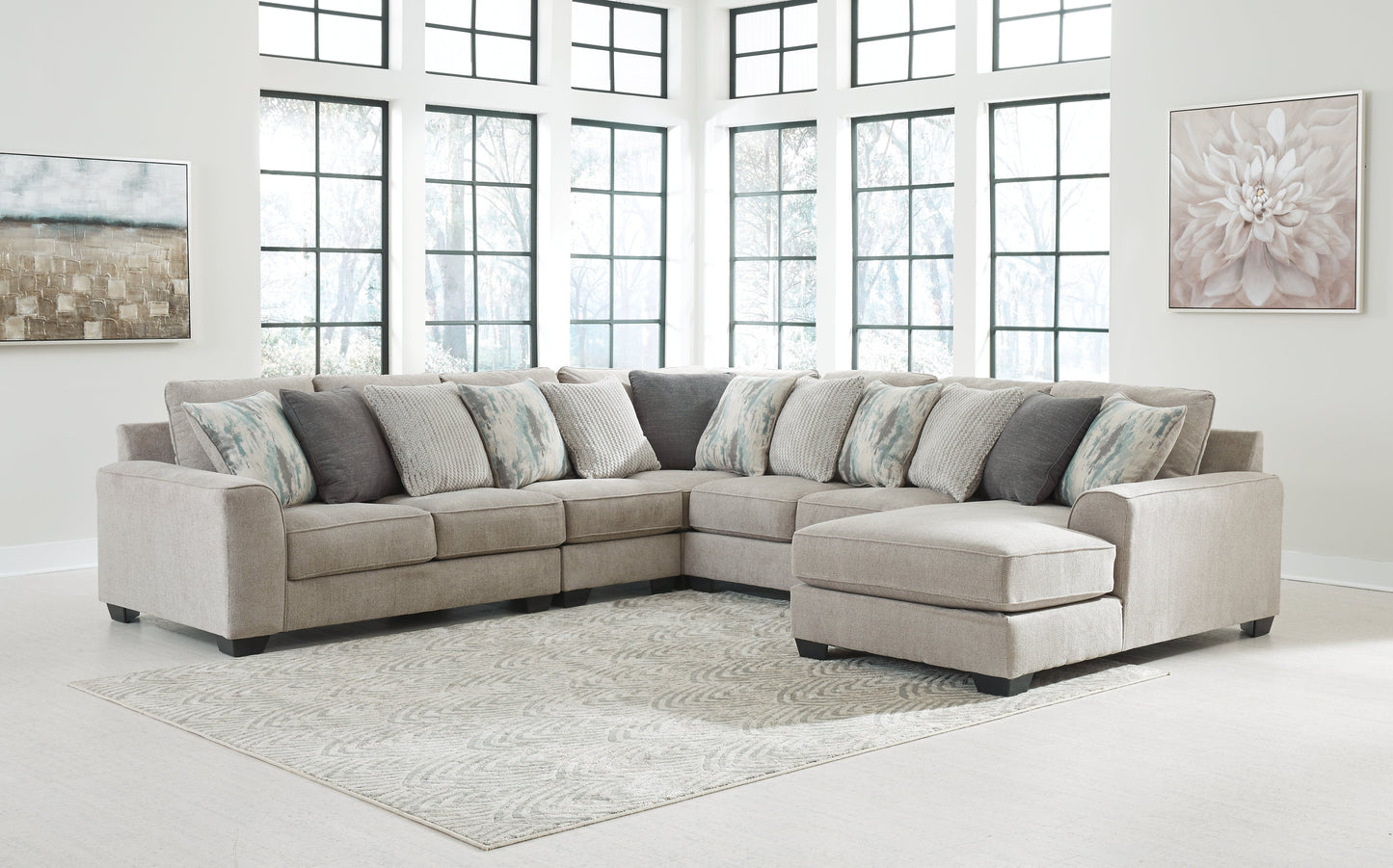 Ardsley Pewter 5pc Sectional with Chaise