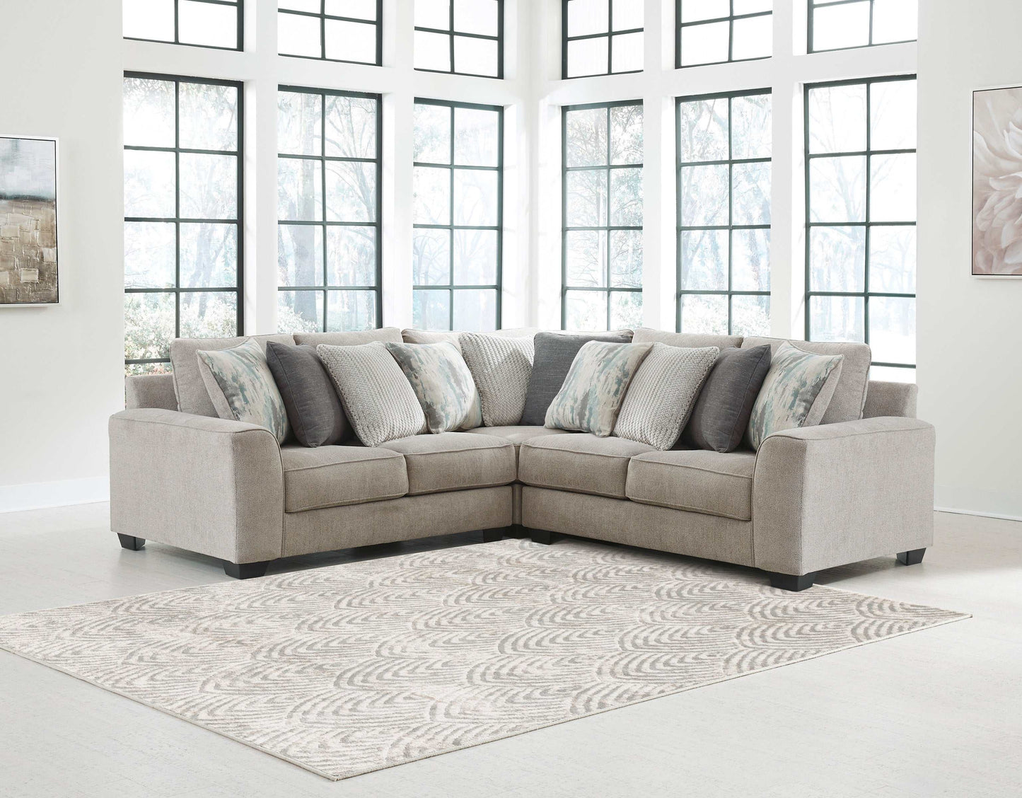 Ardsley Pewter 3pc Symmetrical Sectional