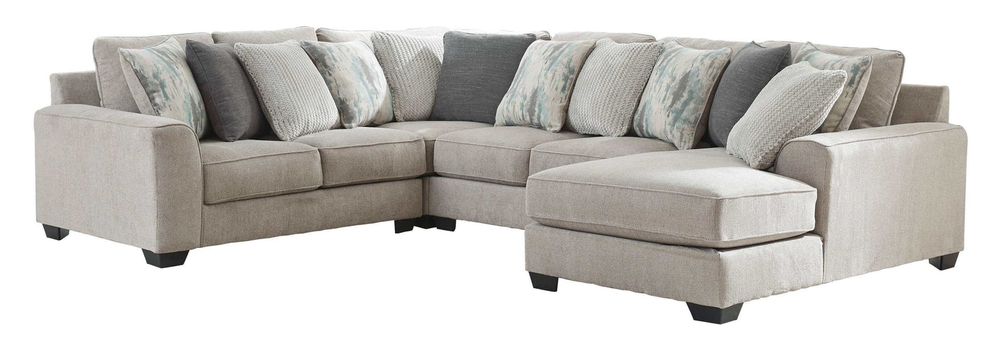 Ardsley Pewter 4pc Sectional w/ RAF Chaise & LAF Loveseat