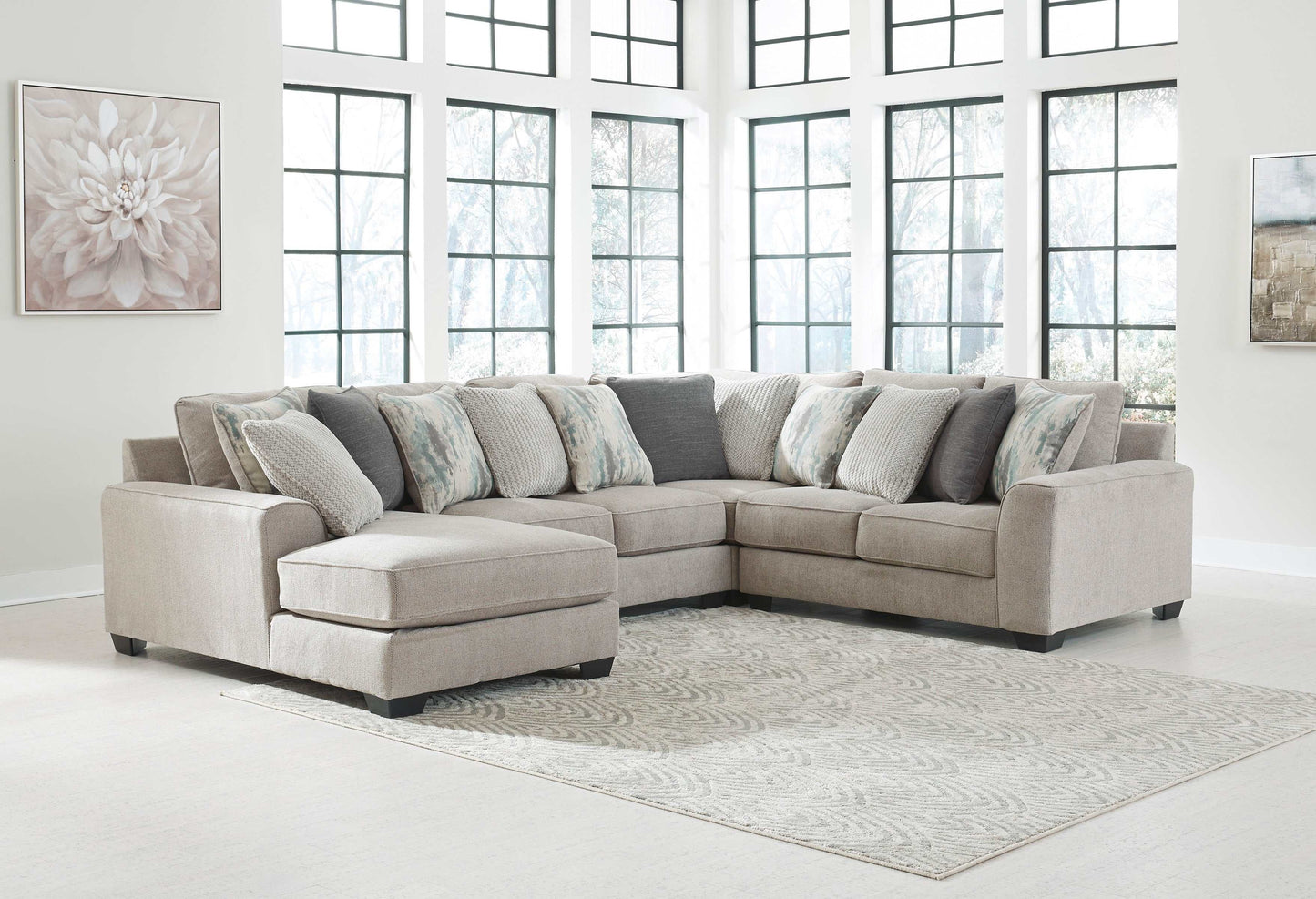 Ardsley Pewter 4pc Sectional w/ LAF Chaise & RAF Loveseat