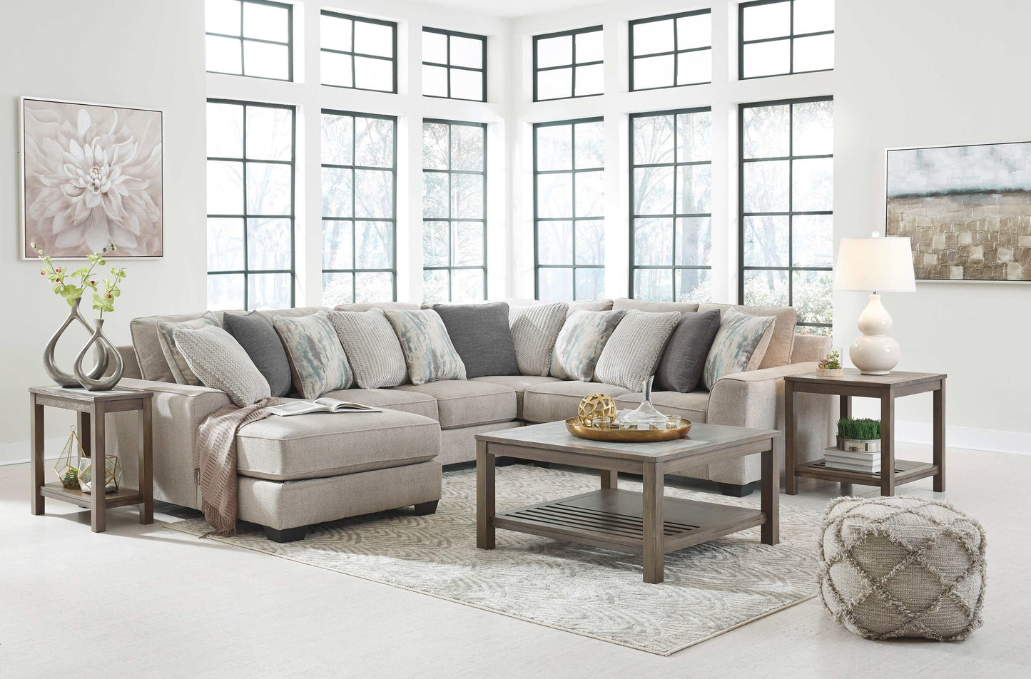 Ardsley Pewter 4pc Sectional w/ LAF Chaise & RAF Loveseat