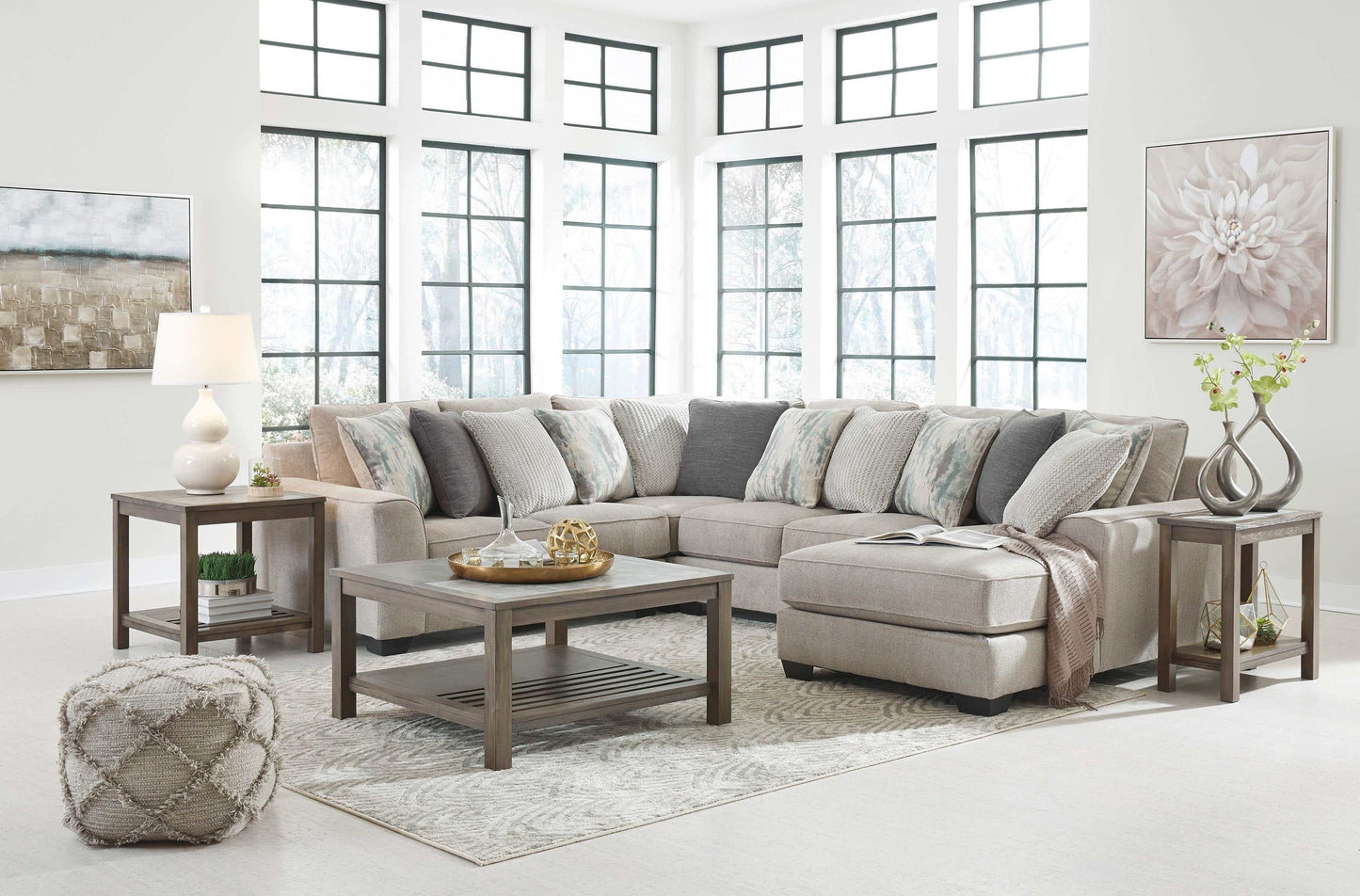 Ardsley Pewter 4pc Sectional w/ RAF Chaise & LAF Loveseat