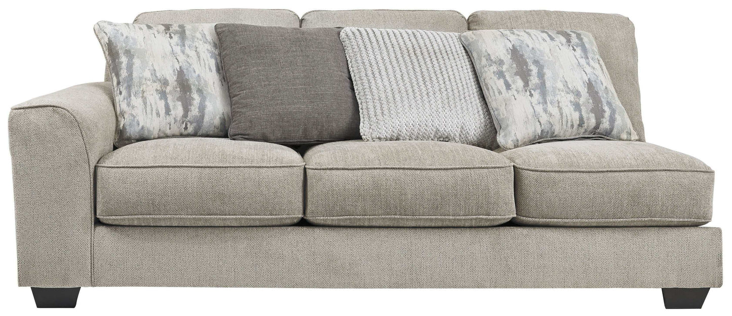 Ardsley Pewter 3pc RAF Chaise Sectional