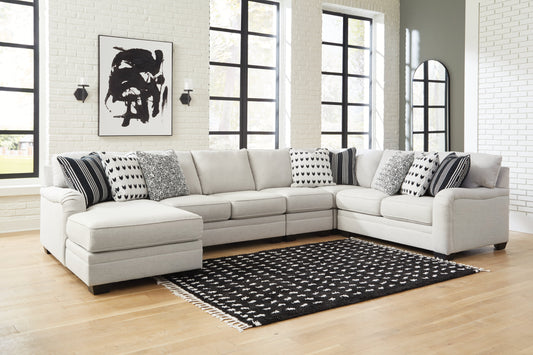 Huntsworth Dove Gray 5-Piece Sectional with Chaise