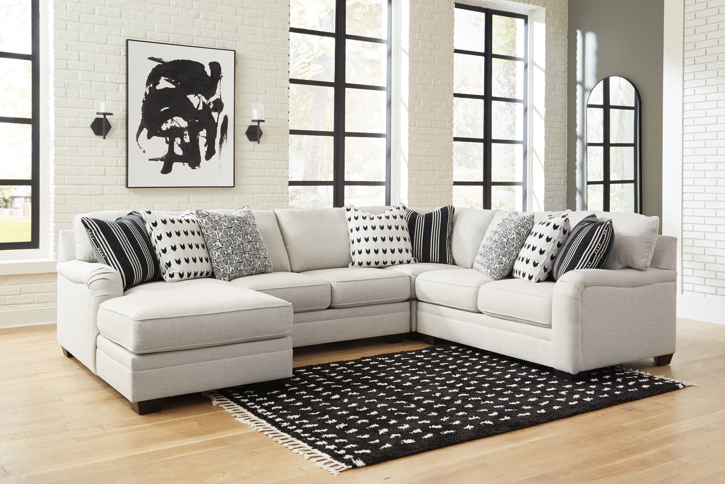 Huntsworth Dove Gray 4-Piece Sectional with Chaise