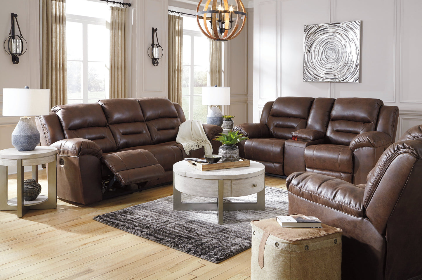 Stoneland Brown Power Reclining Sofa, Loveseat and Recliner