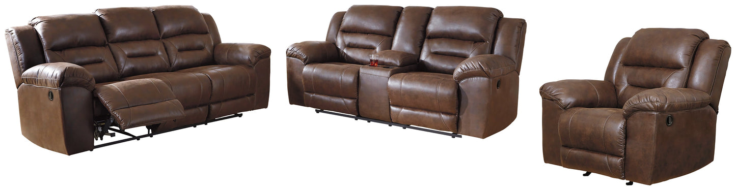 Stoneland Brown Reclining Sofa, Loveseat and Recliner