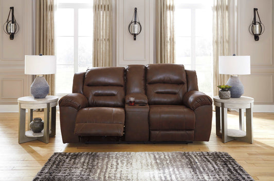 Stoneland Chocolate Reclining Loveseat w/ Console