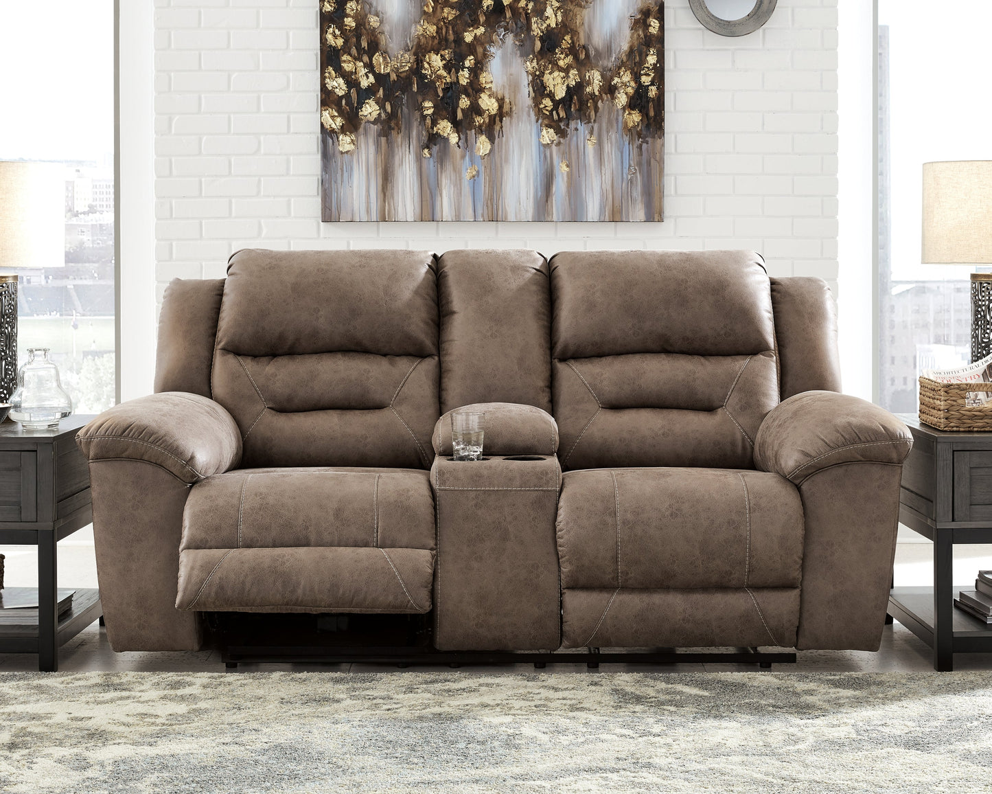 Stoneland Fossil Power Reclining Loveseat with Console