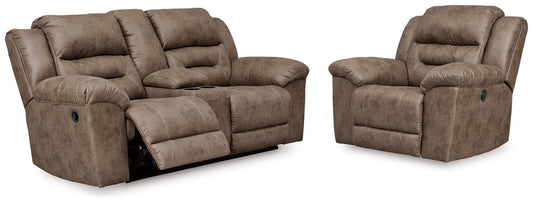 Stoneland Fossil Reclining Loveseat and Power Recliner