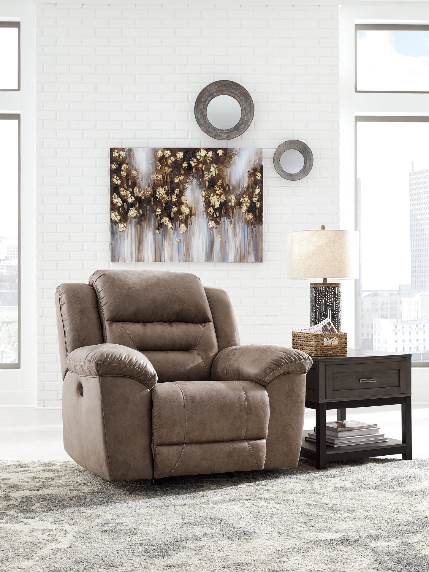 Stoneland Fossil Reclining Loveseat and Power Recliner