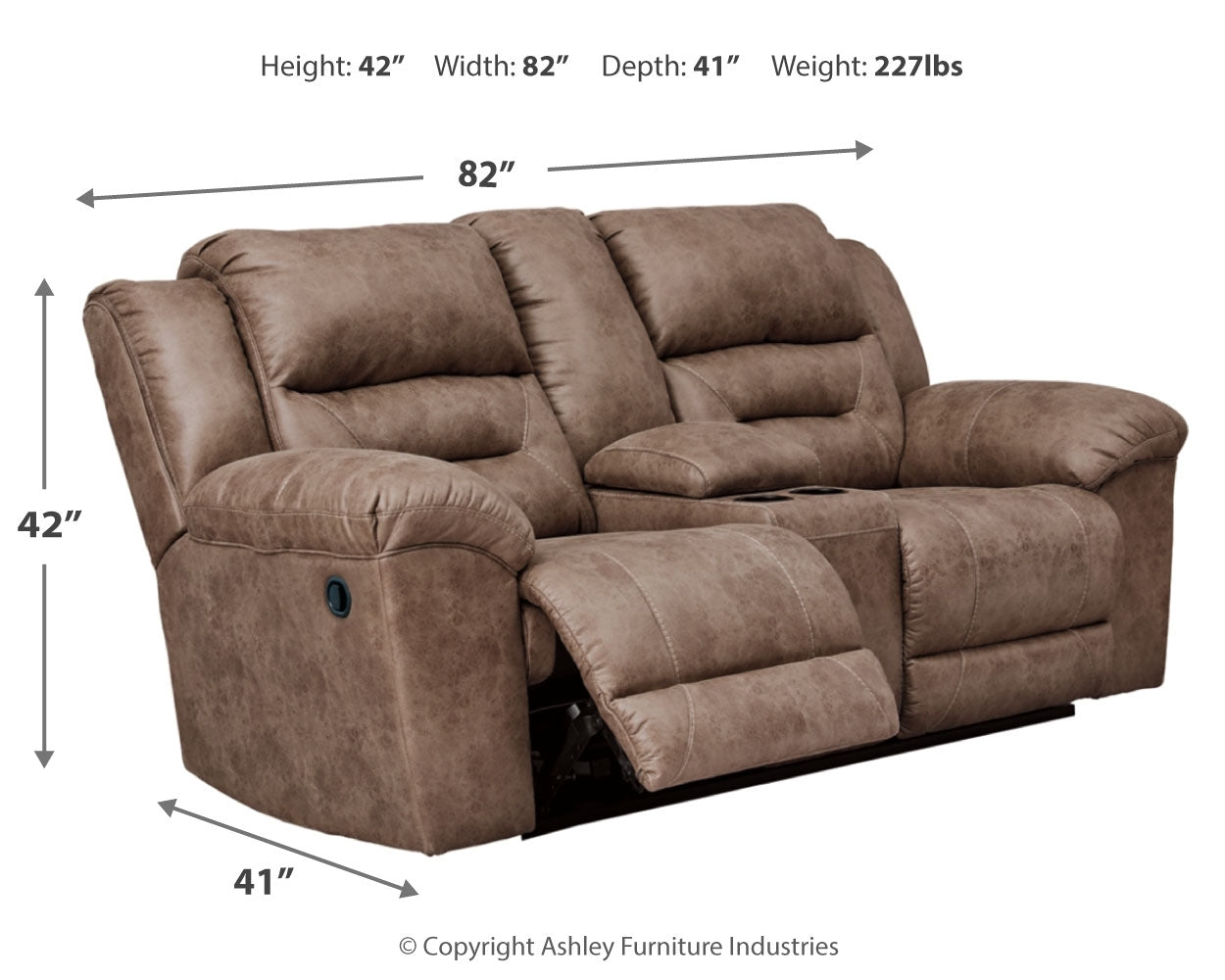 Stoneland Fossil Reclining Loveseat and Power Recliner