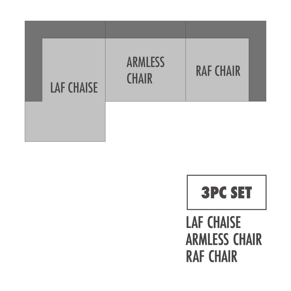 Raeanna Storm LAF Chaise Sectional / 3pc