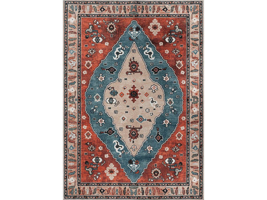 Rain Persian Red Vintage Non-Slip Indoor Area Rug / 5'x7 - Ornate Home