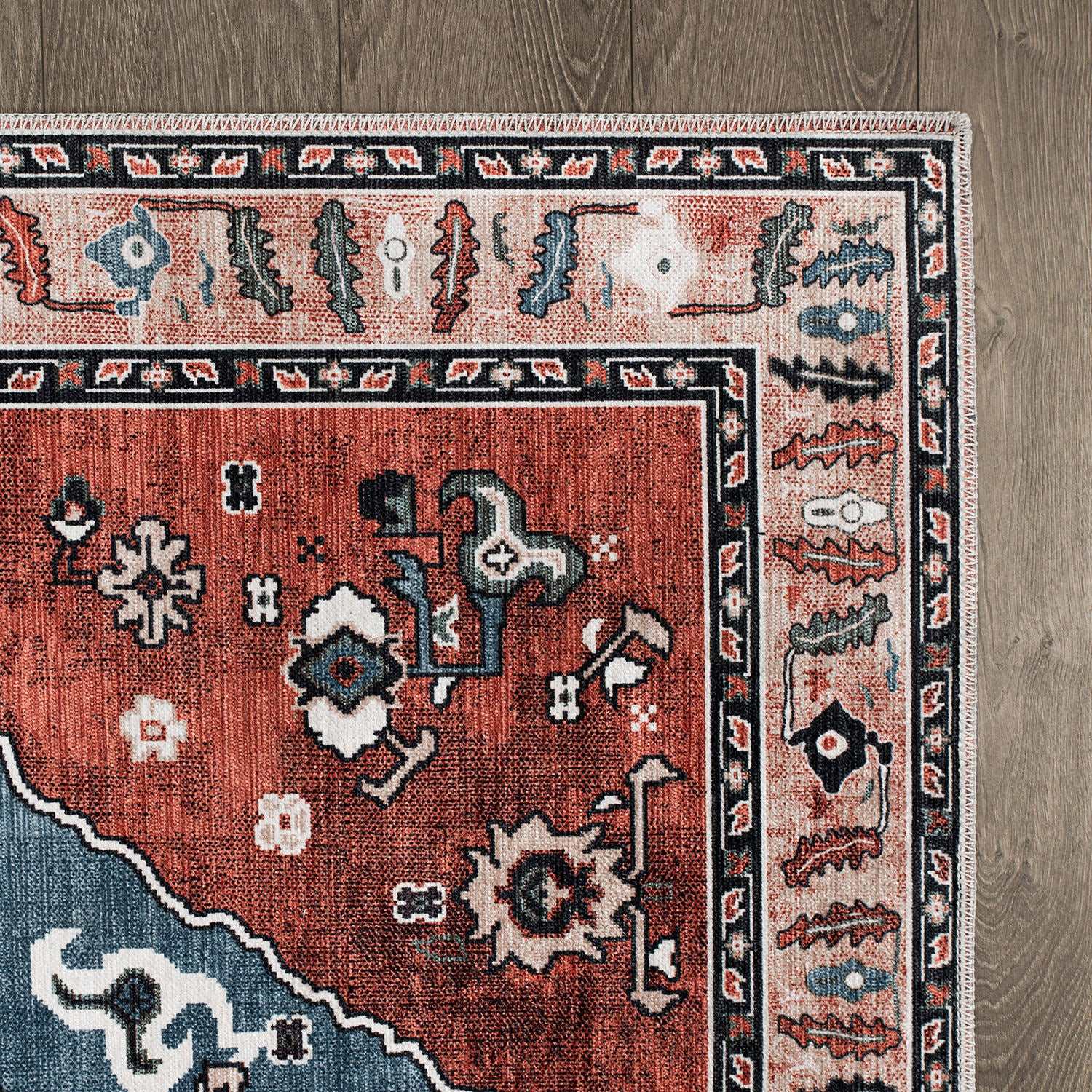 Rain Persian Red Vintage Non-Slip Indoor Area Rug / 5'x7 - Ornate Home