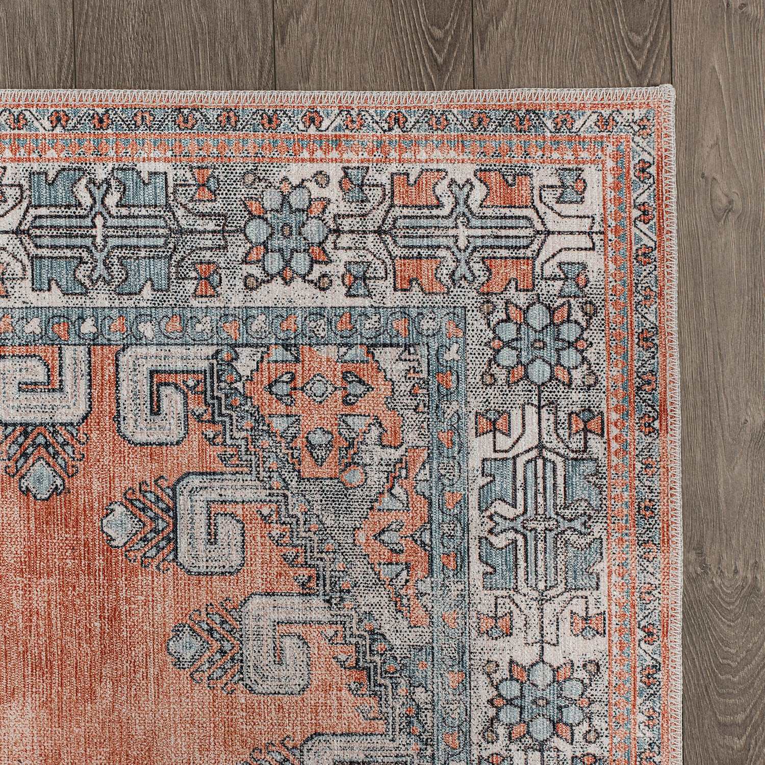 Rain Persian Orange Distressed Vintage Non-Slip Indoor Area Rug / 5'x7 - Ornate Home