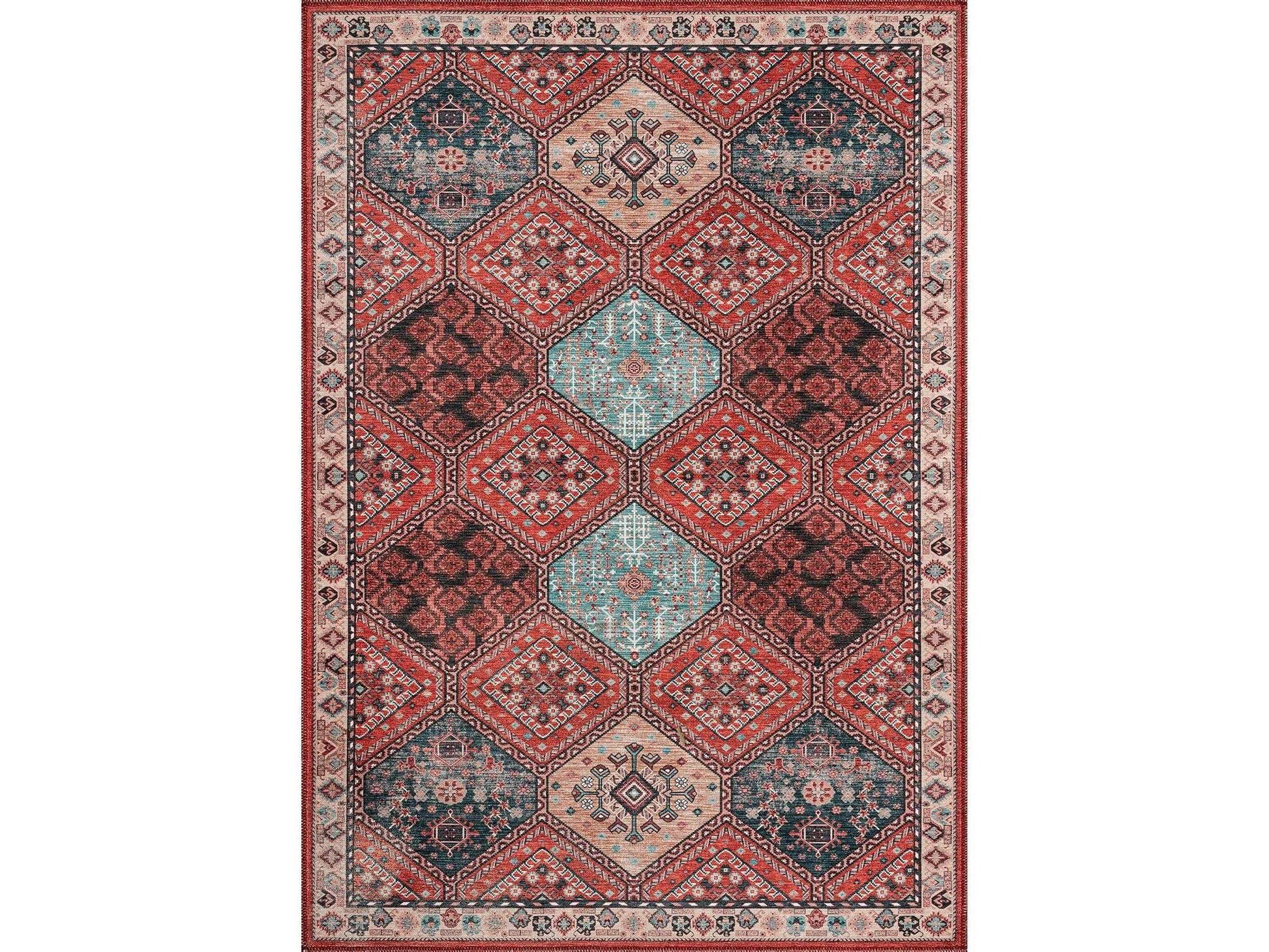 Rain Persian Rust Red Distressed Vintage Non-Slip Indoor Area Rug / 5'x7 - Ornate Home