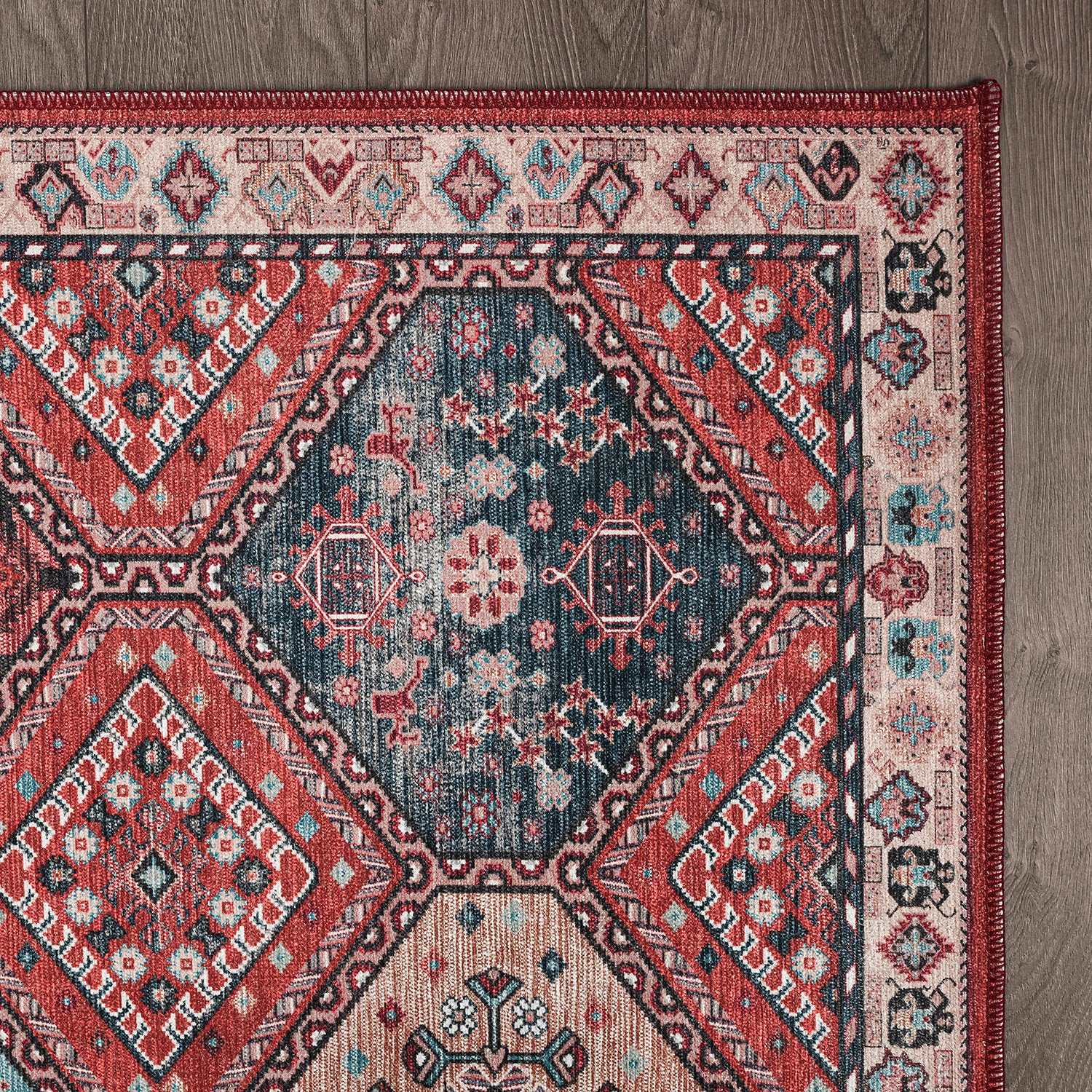 Rain Persian Rust Red Distressed Vintage Non-Slip Indoor Area Rug / 5'x7 - Ornate Home