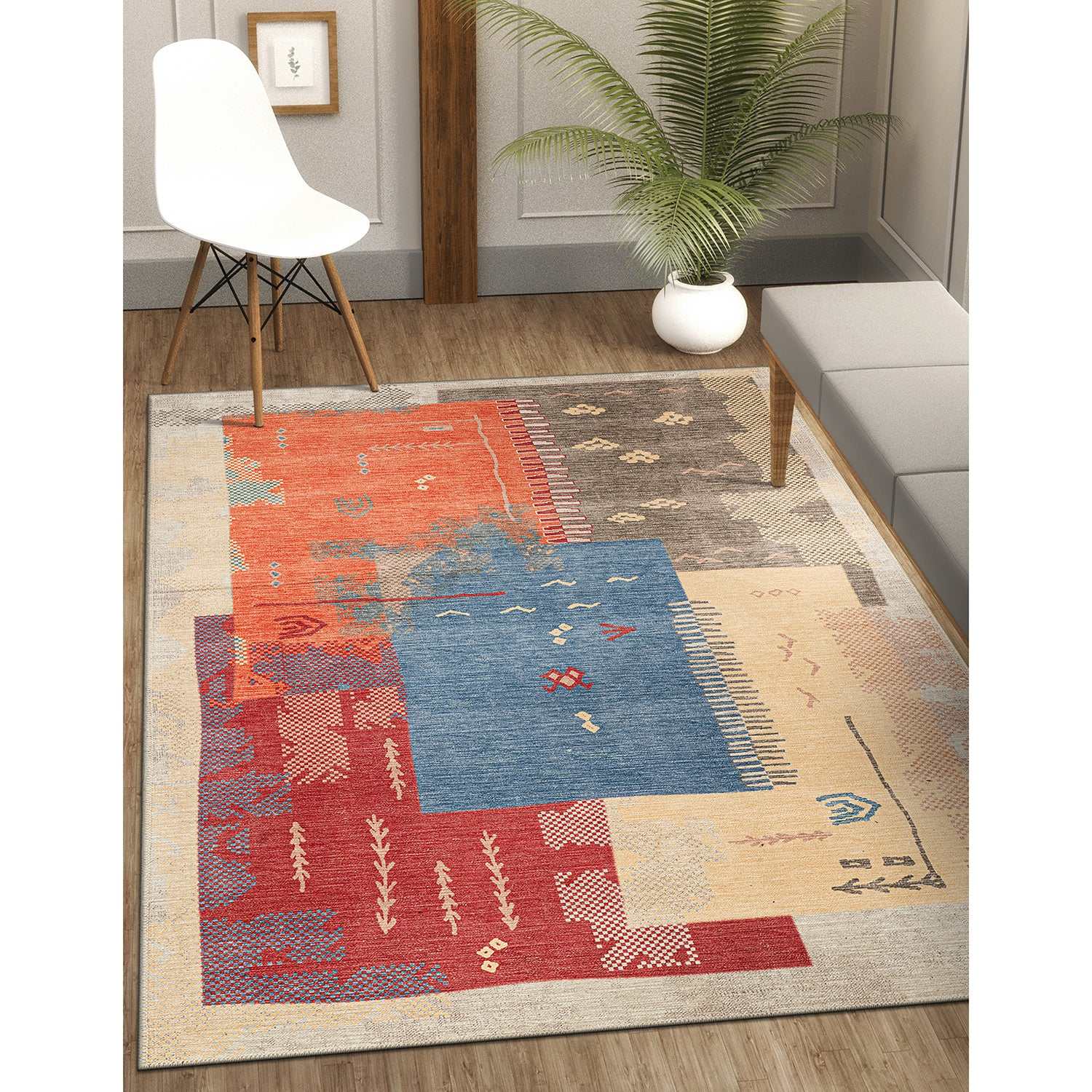 Rain Persian Multi Color Distressed Non-Slip Indoor Area Rug / 5'x7 - Ornate Home