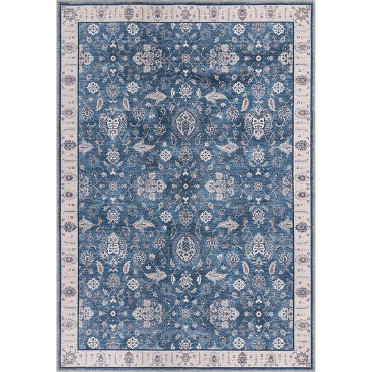 Rain Persian Navy Color Distressed Non-Slip Indoor Area Rug / 5'x7 - Ornate Home