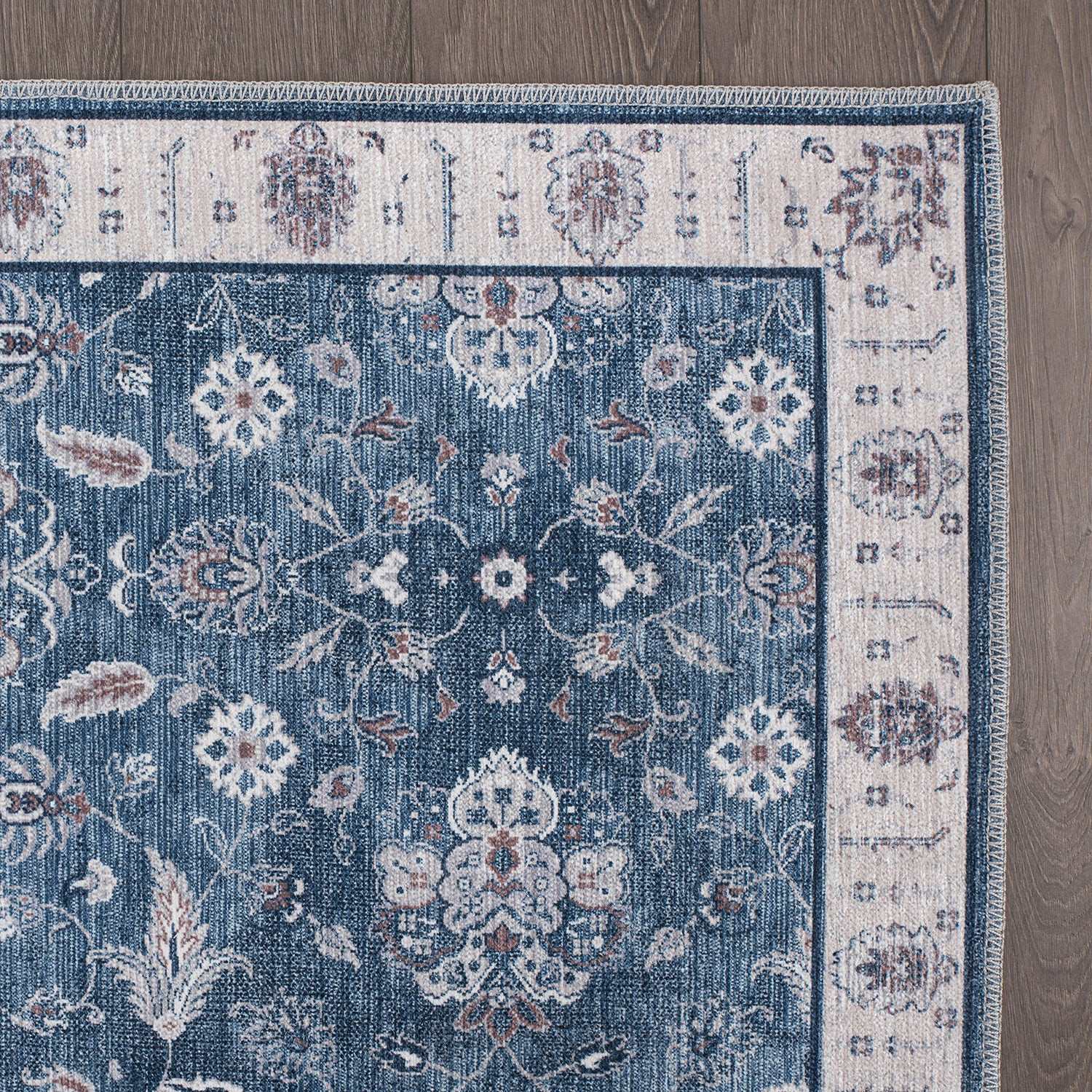 Rain Persian Navy Color Distressed Non-Slip Indoor Area Rug / 5'x7 - Ornate Home