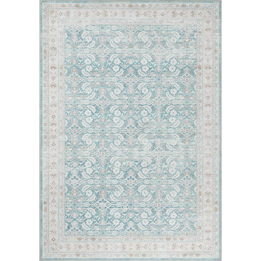 Rain Persian Teal Distressed Vintage Non-Slip Indoor Area Rug / 5'x7 - Ornate Home