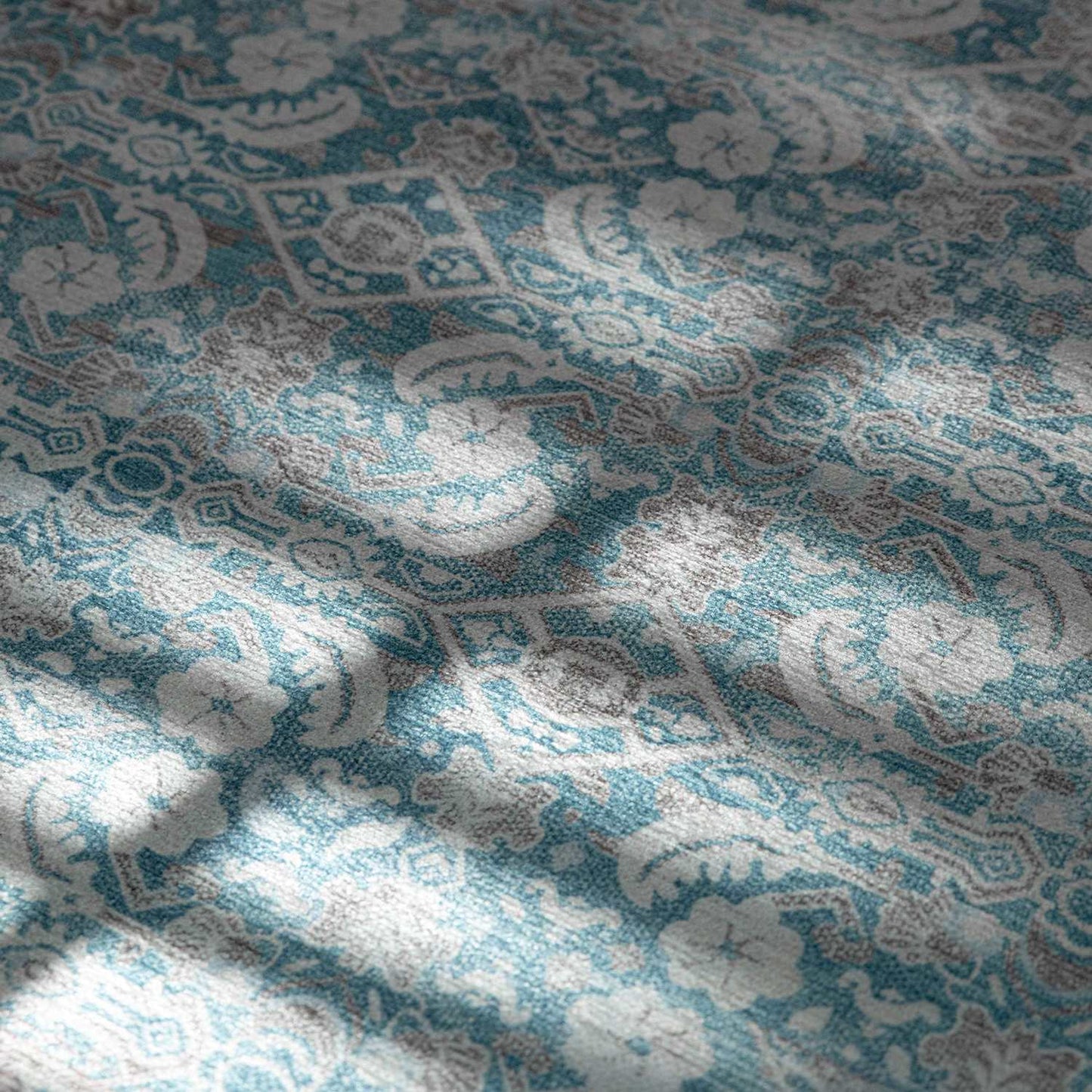 Rain Persian Teal Distressed Vintage Non-Slip Indoor Area Rug / 5'x7 - Ornate Home