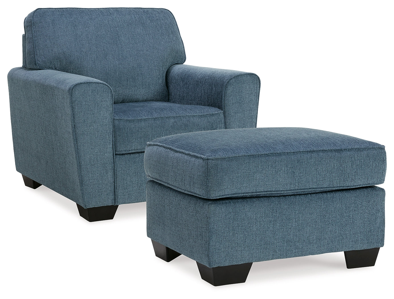 Cashton Blue Chair and Ottoman