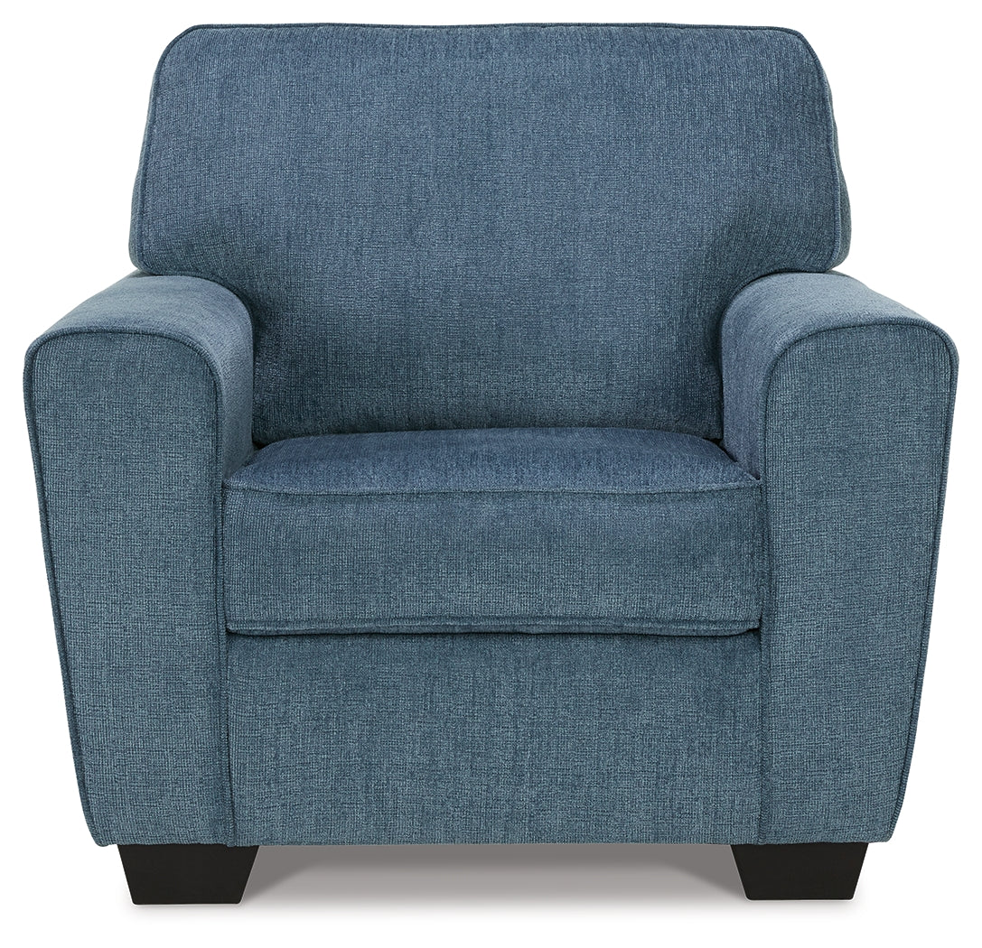 Cashton Blue Chair and Ottoman