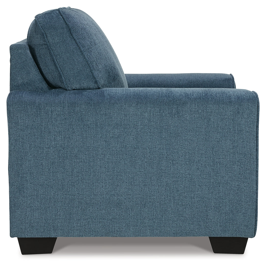 Cashton Blue Sofa, Loveseat, Chair and Ottoman