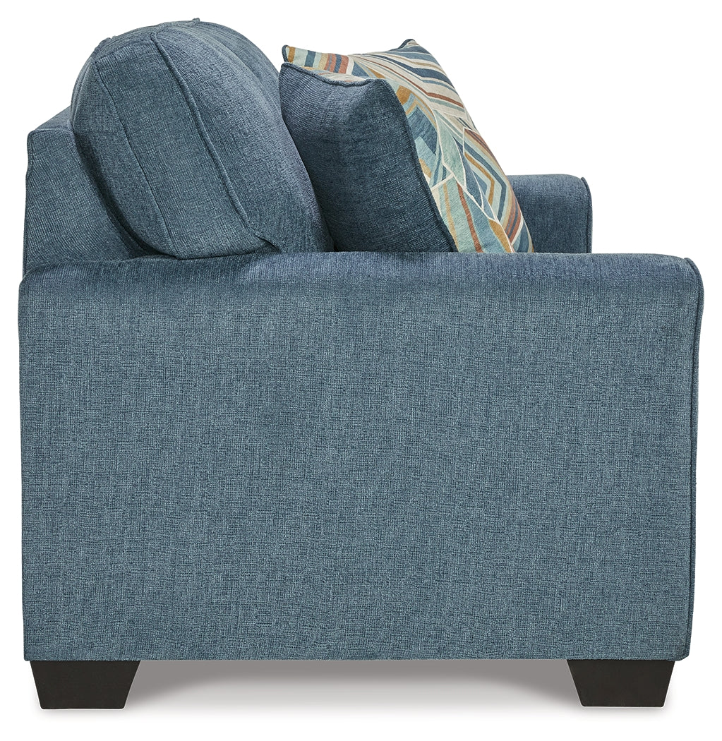 Cashton Blue Sofa, Loveseat, Chair and Ottoman