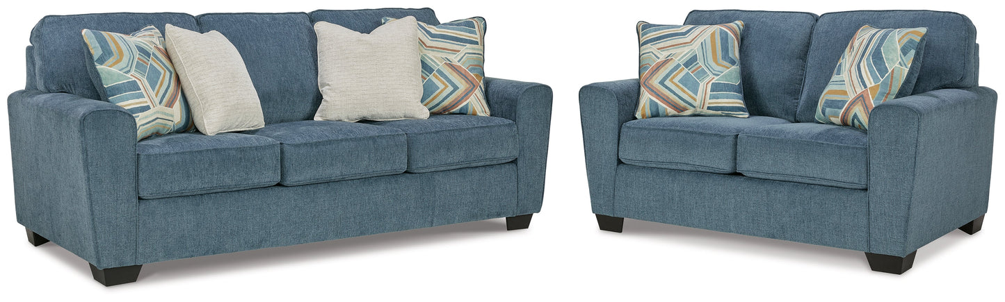 Cashton Blue Sofa and Loveseat