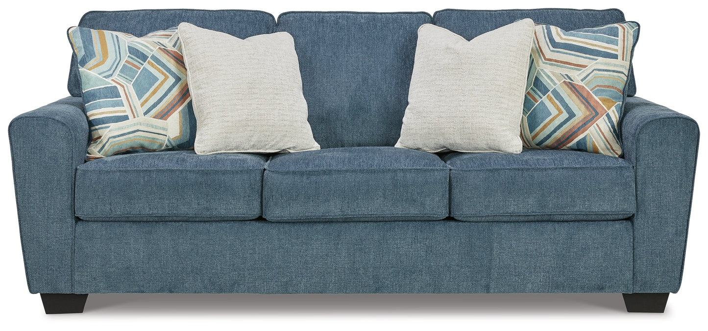 Cashton Blue Sofa, Loveseat, Chair and Ottoman