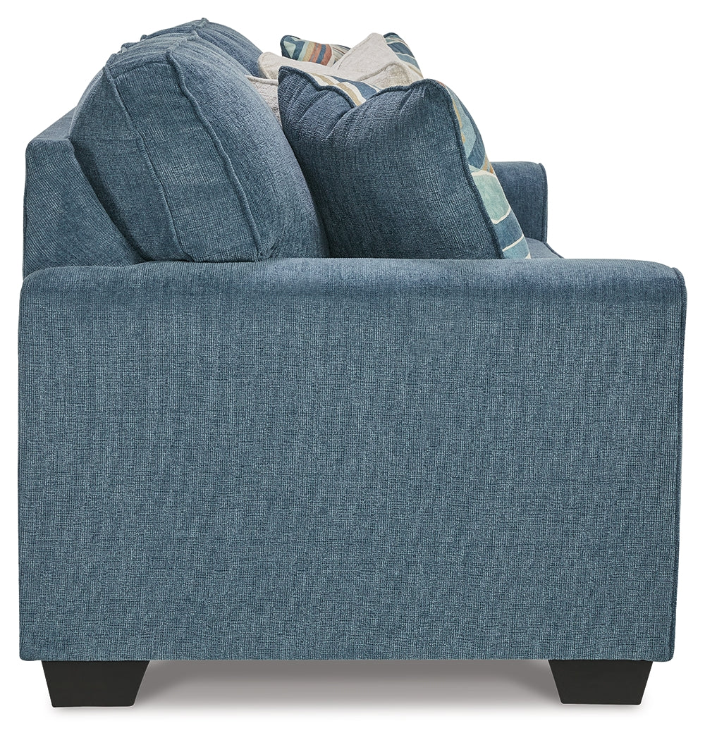 Cashton Blue Sofa, Loveseat, Chair and Ottoman