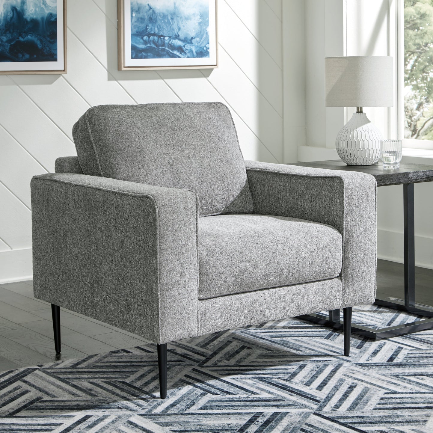 Hazela Charcoal Chair and Ottoman