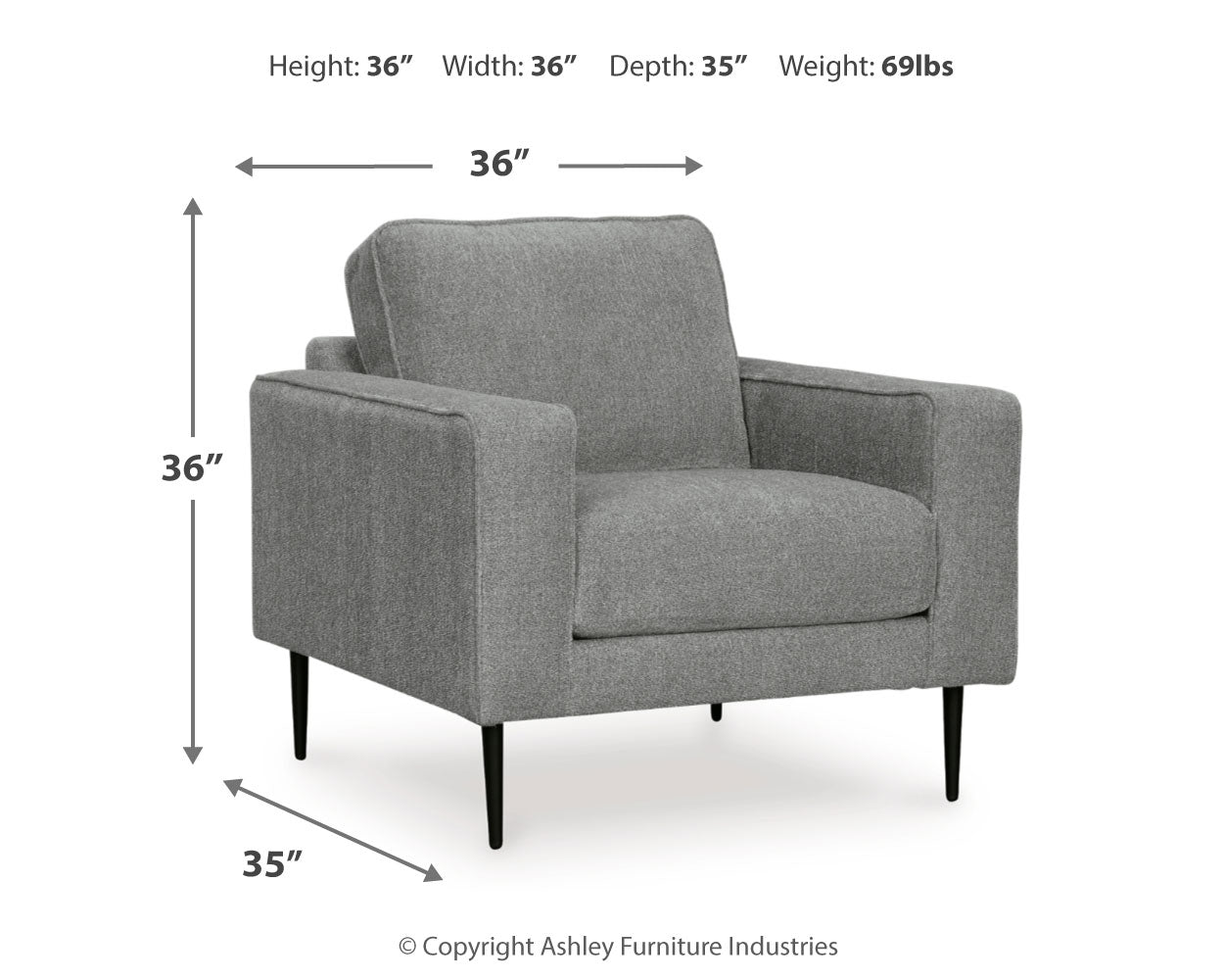 Hazela Charcoal Chair and Ottoman