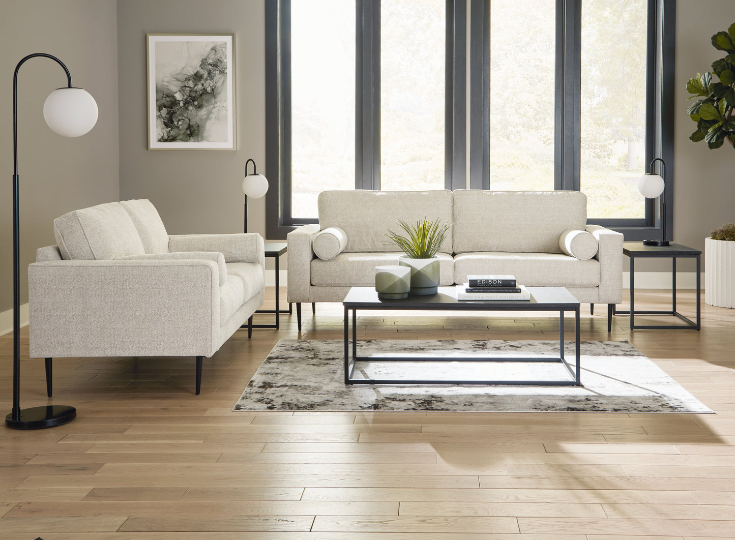 Hazela Sandstone Sofa and Loveseat