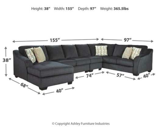 Eltmann Slate 4pc Sectional Sofa w/ LAF Chaise