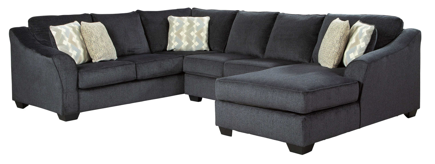 Eltmann Slate 3pc Sectional Sofa w/ RAF Chaise