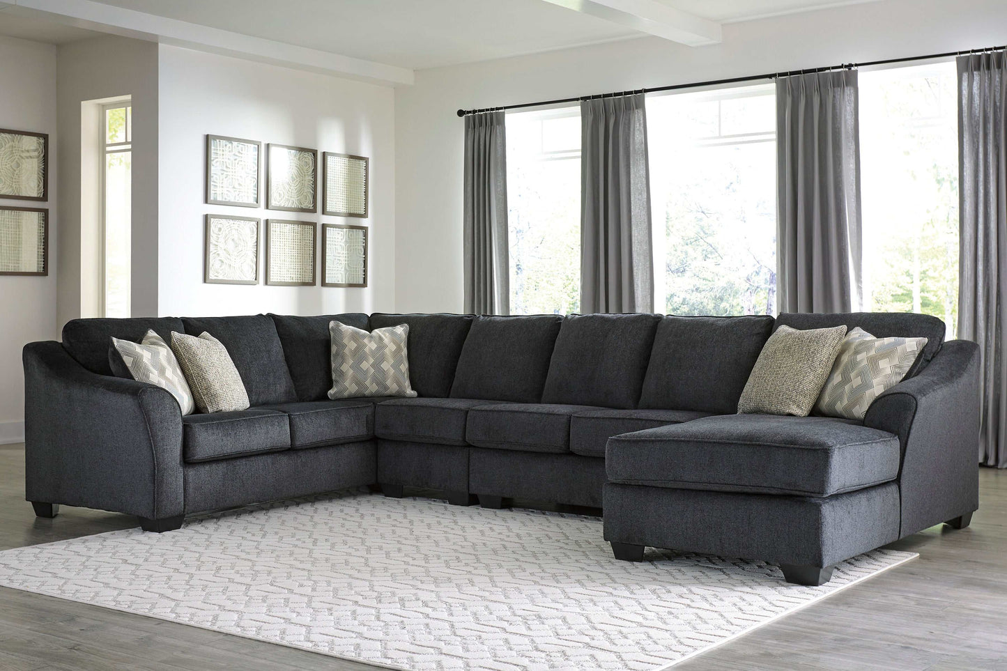 Eltmann Slate 4pc Sectional Sofa w/ RAF Chaise