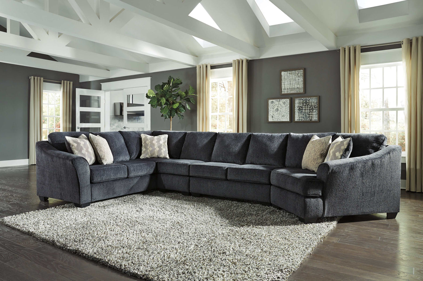 Eltmann Slate 4pc Sectional Sofa w/ RAF Cuddler