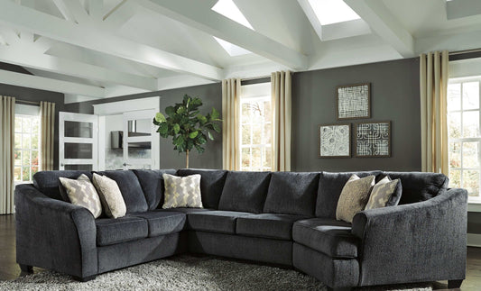 Eltmann Slate 3pc Sectional Sofa w/ RAF Cuddler