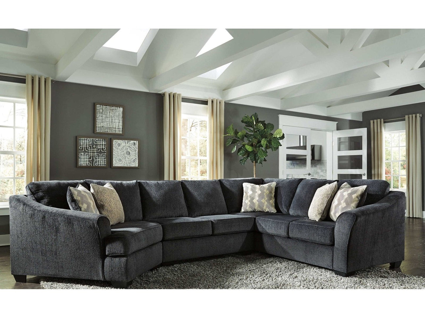 Eltmann Slate 3pc Sectional Sofa w/ LAF Cuddler