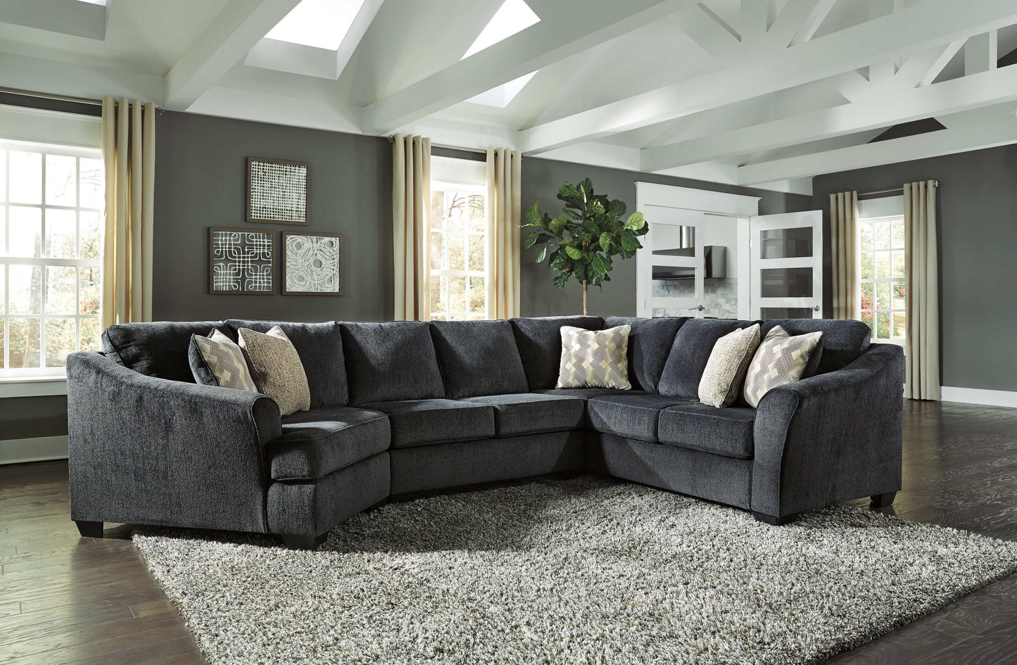 Eltmann Slate 3pc Sectional Sofa w/ LAF Cuddler